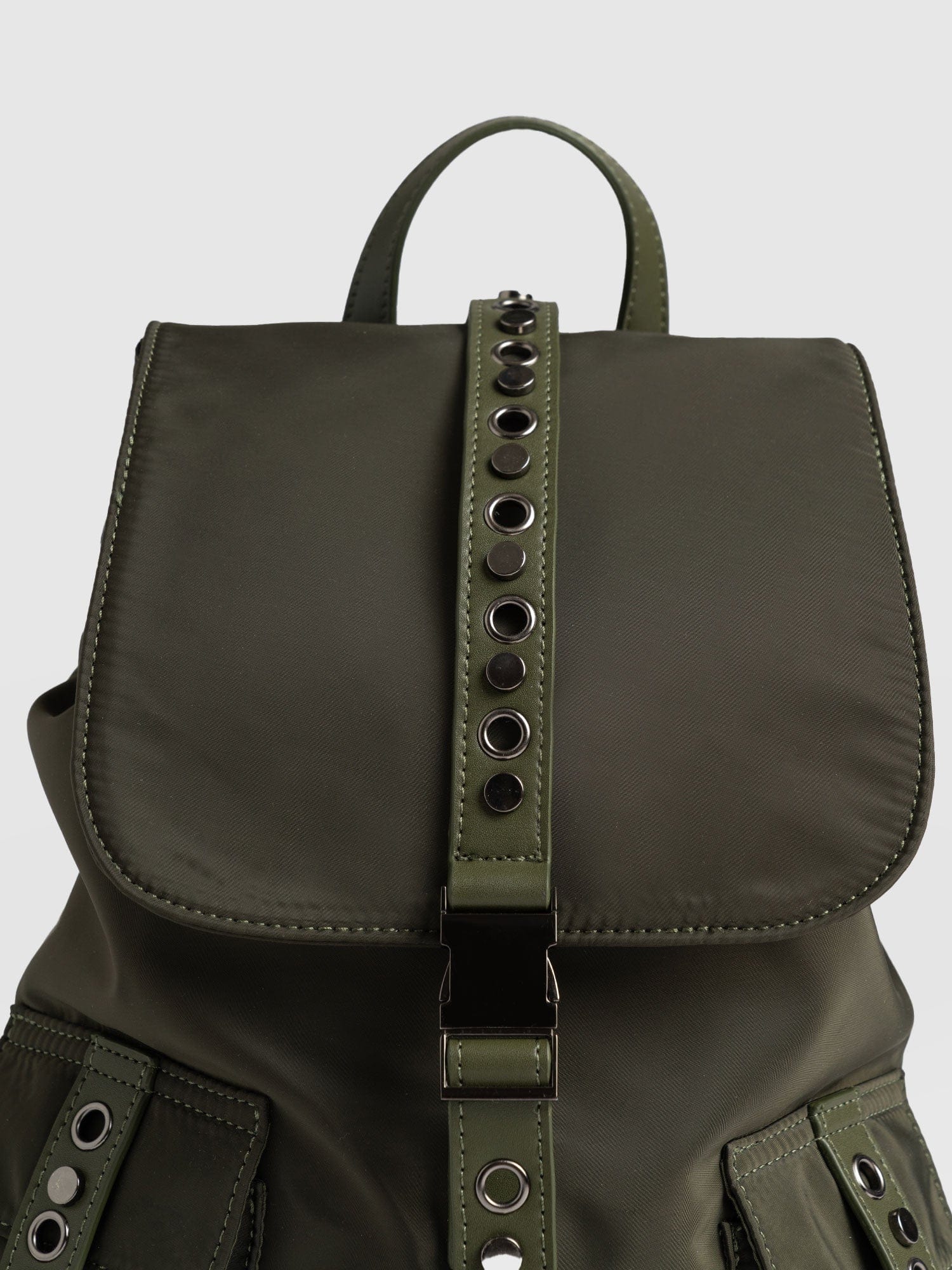 Studded Nylon Backpack Khaki - Women's Backpacks | Saint + Sofia® USA